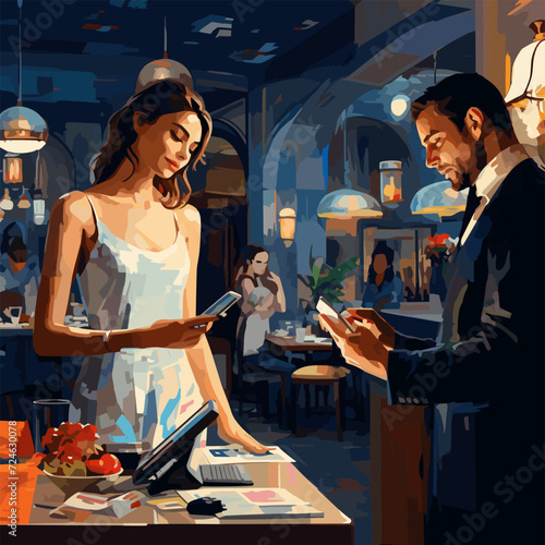 contactless payment in a restaurant