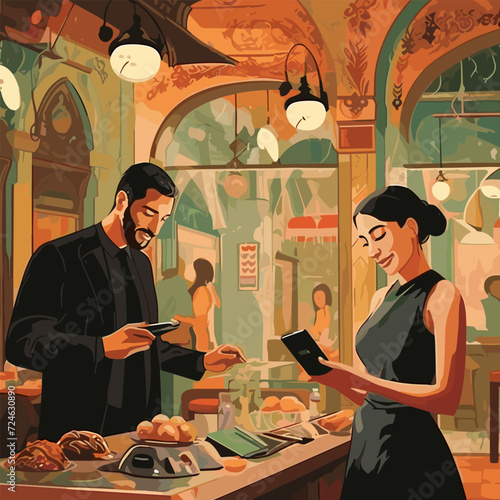 contactless payment in a restaurant