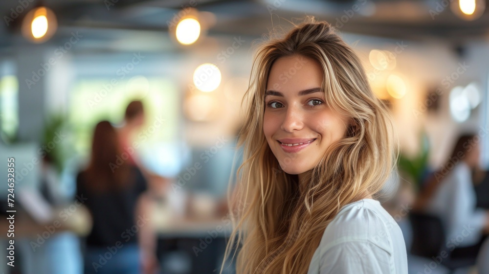 Describing an Office Environment with Casual-Dressed People and Blurry Bokeh Background Describing an Office Environment with Casual-Dressed People and Blurry Bokeh Background