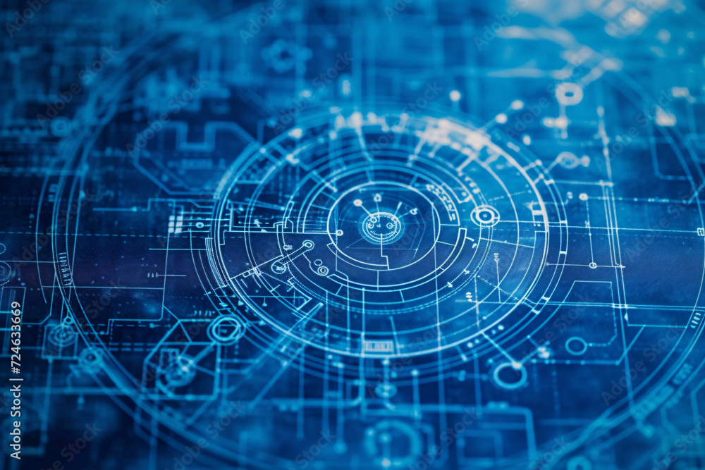 Blue high-tech circuit board background with digital patterns Blue high-tech circuit board background with digital patterns