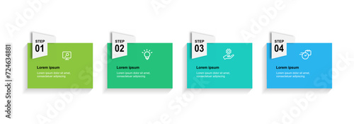 Design template infographic vector element with 4 step paper style suitable for web presentation and business information