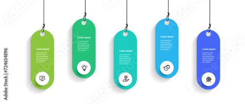 Design template infographic vector element with 5 step layout process suitable for web presentation and business information