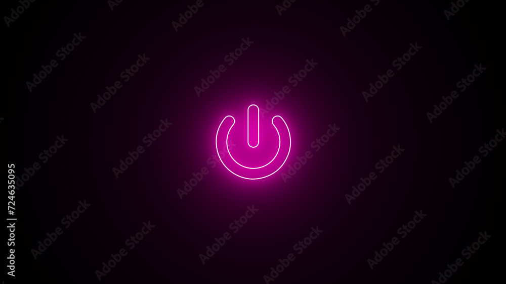 Neon glowing power button icon. Neon light power button turning on and off. neon Power Button icon on the black background. Neon glowing power button icon. Neon light power button turning on and off. neon Power Button icon on the black background.