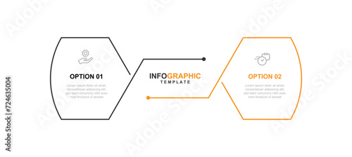 2 step line process for infographic template vector business