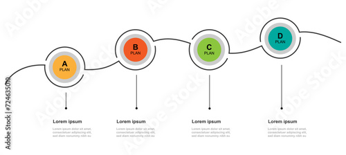 Design template infographic vector element with 4 step line connected