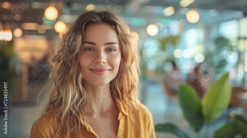 Describing an Office Environment with Casual-Dressed People and Blurry Bokeh ...