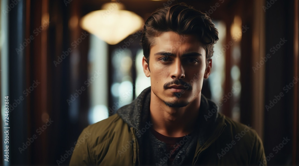 Portrait of a handsome young man staring at the camera from Generative AI Portrait of a handsome young man staring at the camera from Generative AI