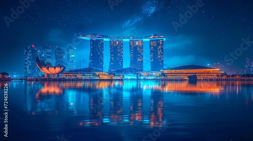 Singapore Bay Night Landscape