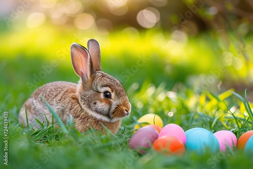 Easter bunny with eggs colorful