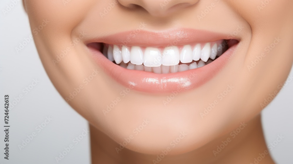 Obraz premium Radiant Smile of a Young Woman after Teeth Whitening Procedure | Dental Health and Oral Care