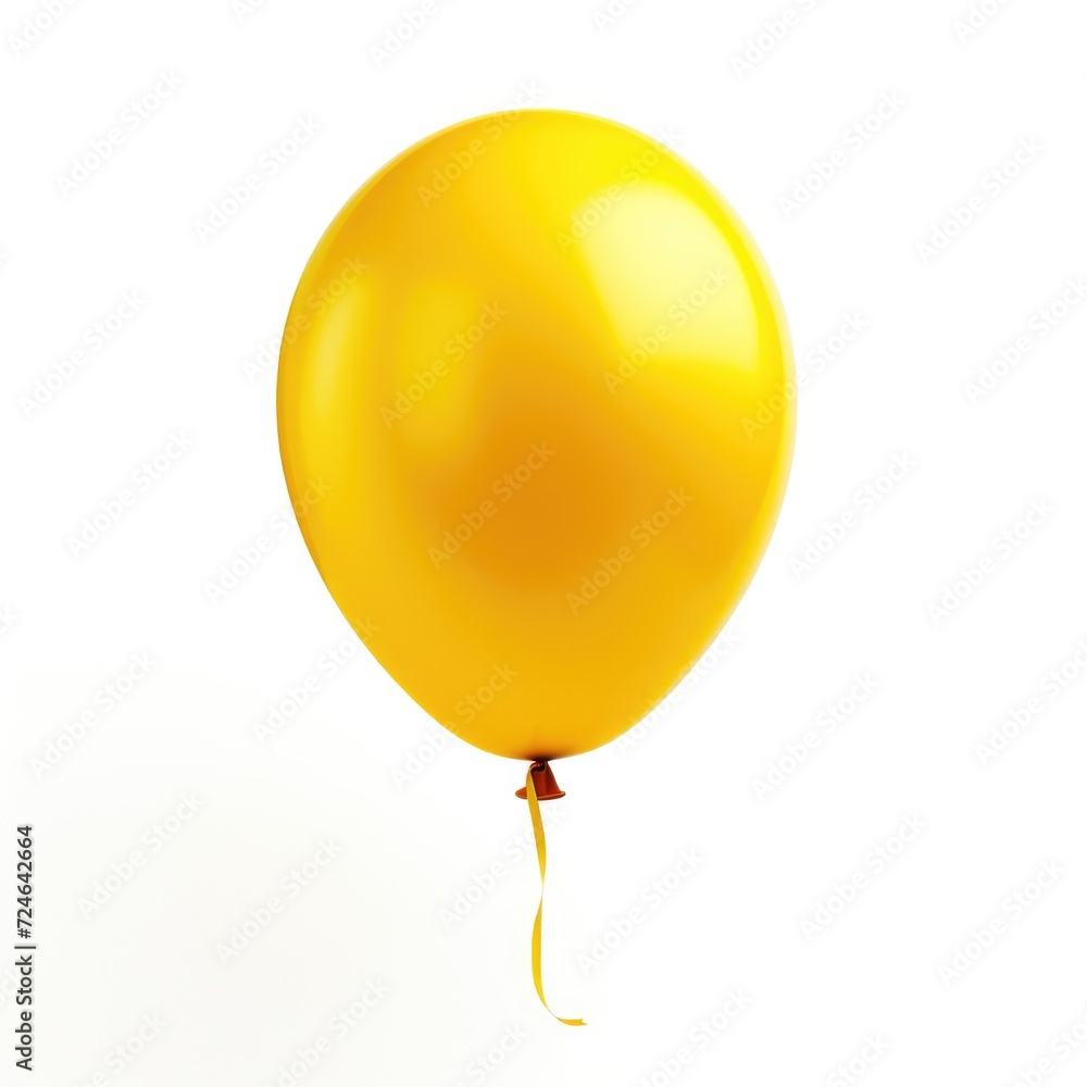 Yellow Balloon Isolated on White Background. Perfect Air-Filled Party Decoration for Happy