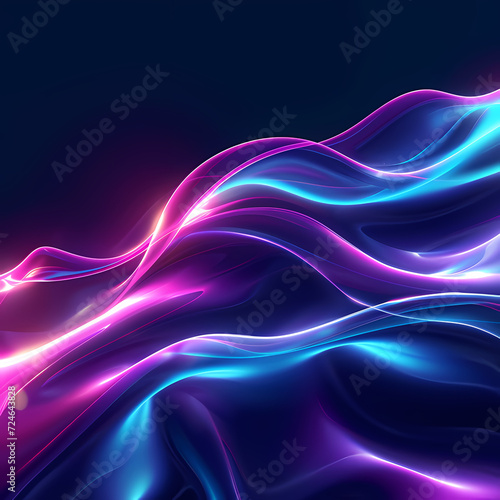 Dynamic Neon Waves on Digital Background