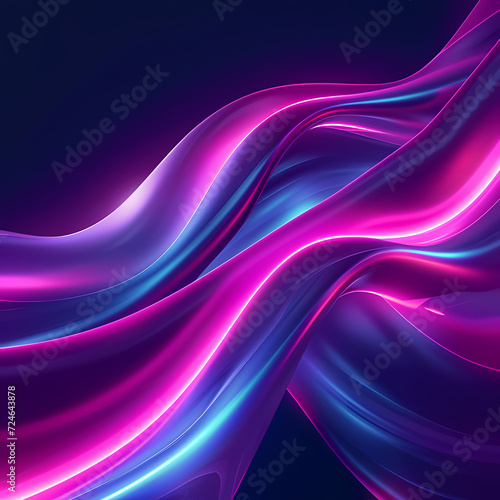 Futuristic Neon Waves on Digital Background