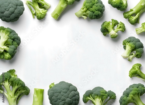 broccoli rectangular frame isolated on white background