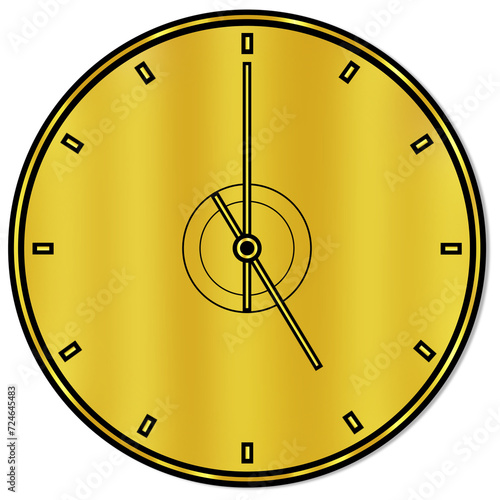 Golden Wall Clock displaying Five O' Clock Time