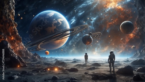 Science fiction scene of space exploration