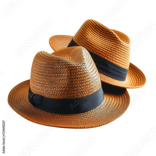 Vintage classic hat. Male/female caps, fedora and summer straw hats for men and women. Vector illustration