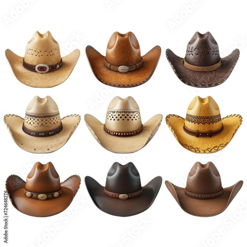 Vector Cowboy Leather Hats isolated on white background