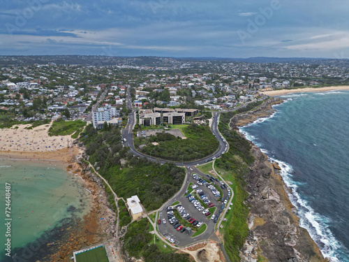 Aerial scenic view of Freshwater Beach and Curl Curl Beach, Freshwater, NSW, Australia