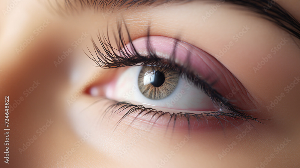 Eyelash Extension Procedure. Close-up of an eye with long and thick eyelashes, eyes visage. Woman eye with long false eyelashes. Cosmetics and make-up Eyelash Extension Procedure. Close-up of an eye with long and thick eyelashes, eyes visage. Woman eye with long false eyelashes. Cosmetics and make-up