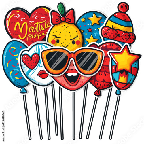 Carnival photo booth props. Retro fashion party accessory