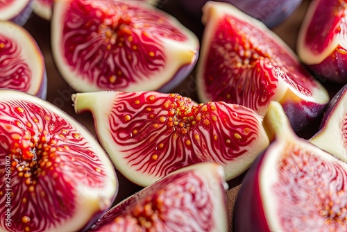 Close up macro photo of fresh sliced figs