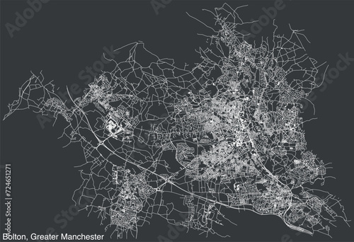 Street roads map of the METROPOLITAN BOROUGH OF BOLTON, GREATER MANCHESTER