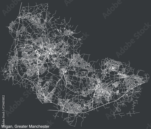Street roads map of the METROPOLITAN BOROUGH OF WIGAN, GREATER MANCHESTER