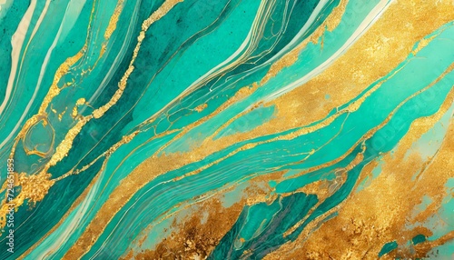 marble texture eastern technique ebru contemporary art golden and turquoise mixed acrylic paints can be used as a trendy background for wallpapers marble texture generative ai