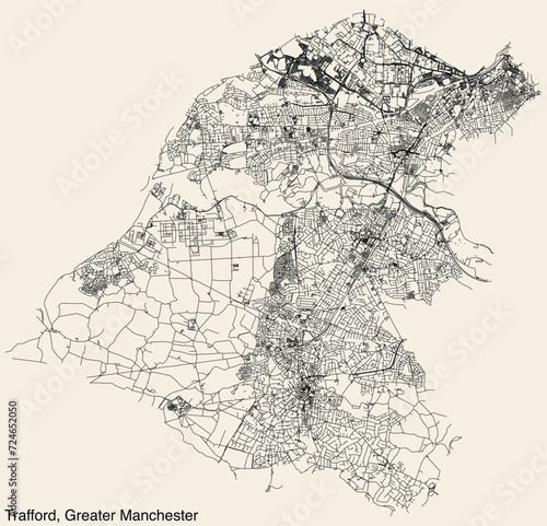 Street roads map of the METROPOLITAN BOROUGH OF TRAFFORD, GREATER MANCHESTER