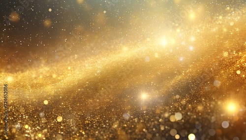 gleaming cosmos gold particles and shining stars dust in a futuristic glittering abstract background