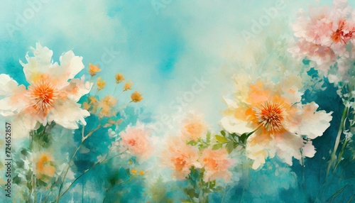Foto flowers wallpaper floral art design background with flowers bunch in watercolor