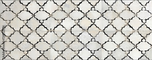 Abstract white bright geometric moroccan marrakech tiles wallpaper texture background banner pattern - Vintage retro concrete stone ceramic cement tiles wall, seamless, Generative AI