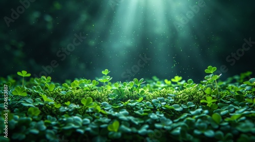 St. patrick's day. Background, green clover leaves, magic. 