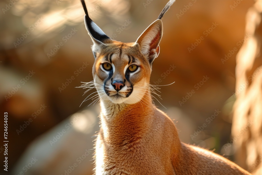 Fototapeta premium Portrait desert cats Caracal or African lynx