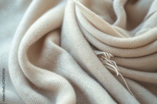 Closeup of cashmere scarf in beige