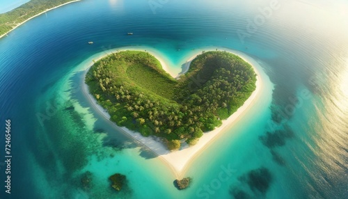 bird s eye view of heart shape island