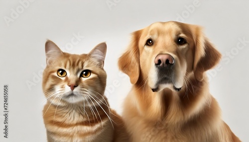 british short hair cat and golden retriever