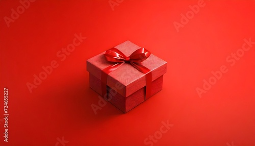 red gift box on red background for christmas or valentine s day