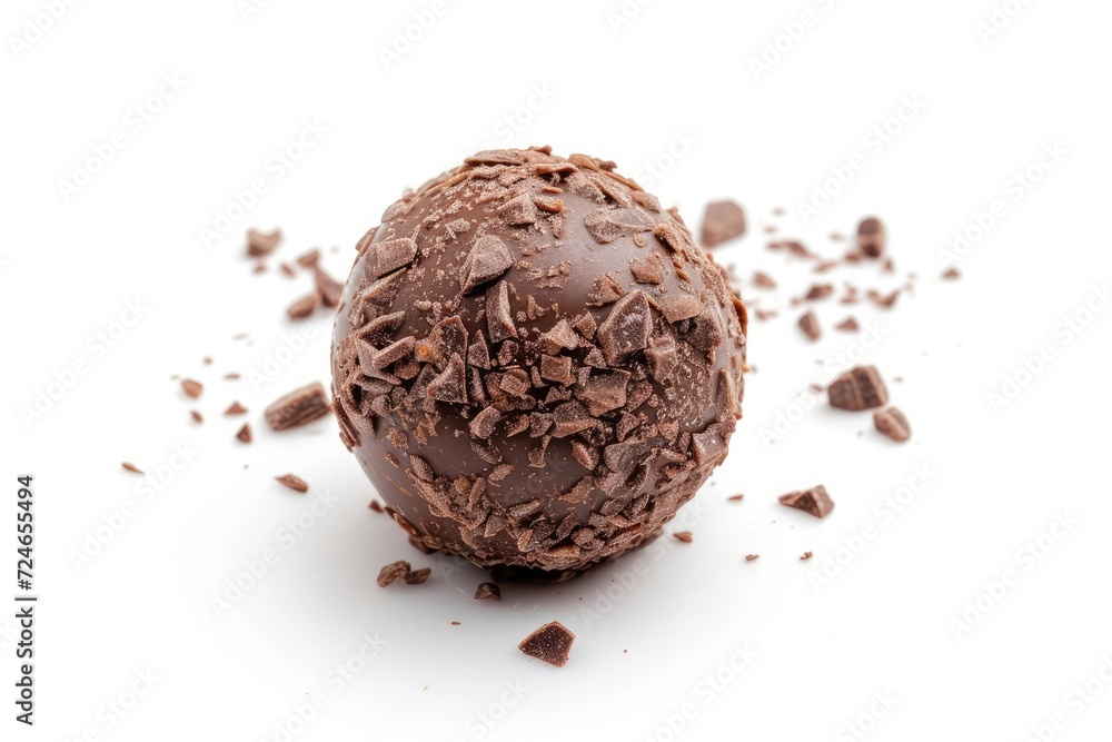 Cocoa coated chocolate ball white background Cocoa coated chocolate ball white background