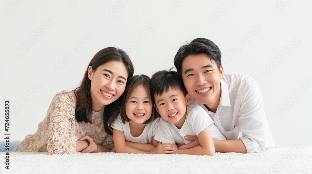 Portrait of Asian family on white background Portrait of Asian family on white background