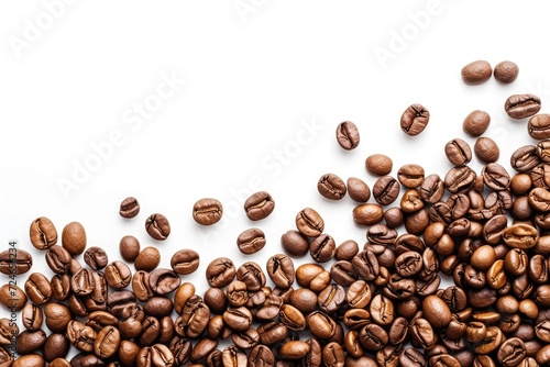 Coffee beans on white background space for text Coffee texture concept