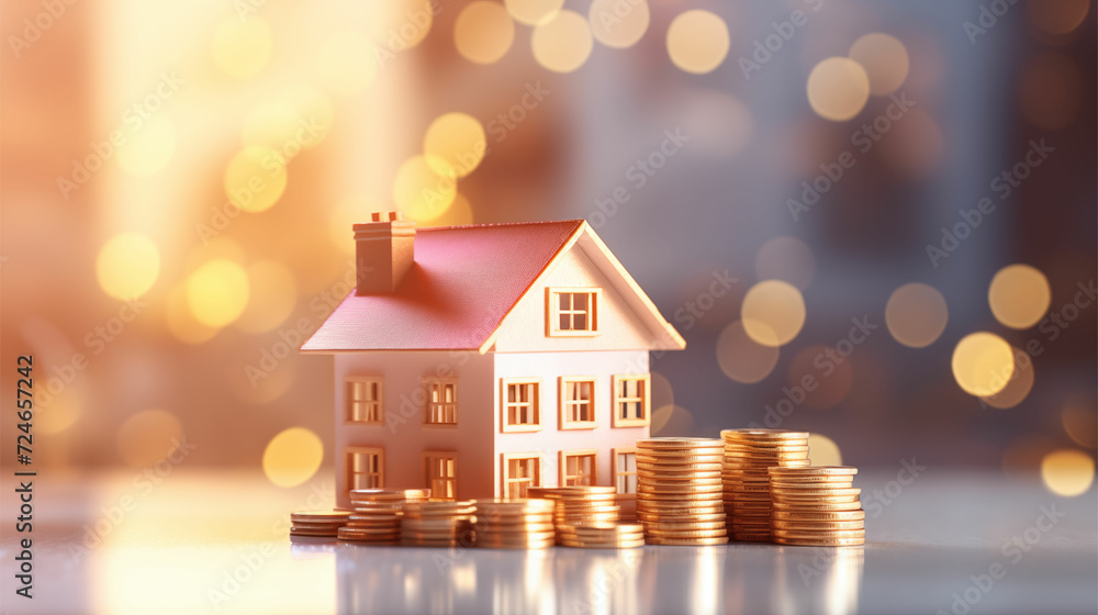 Captivating house with a golden coin stock veneer, blending bokeh panorama, vray tracing, and a palette of light orange, gold, indigo, beige, silver, and dark pink. Captivating house with a golden coin stock veneer, blending bokeh panorama, vray tracing, and a palette of light orange, gold, indigo, beige, silver, and dark pink.