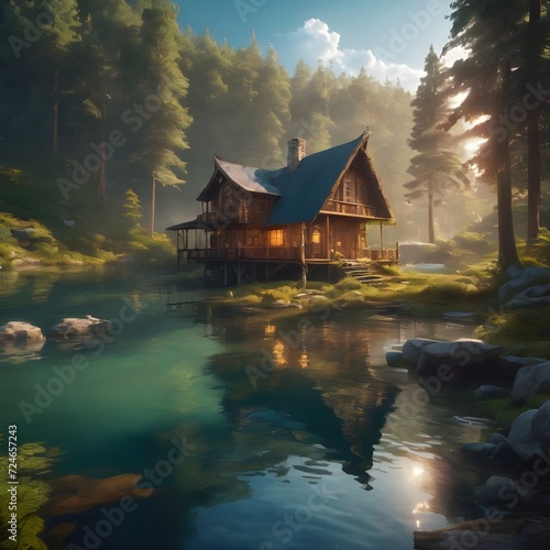 Home In River Landscape Background Very Cool