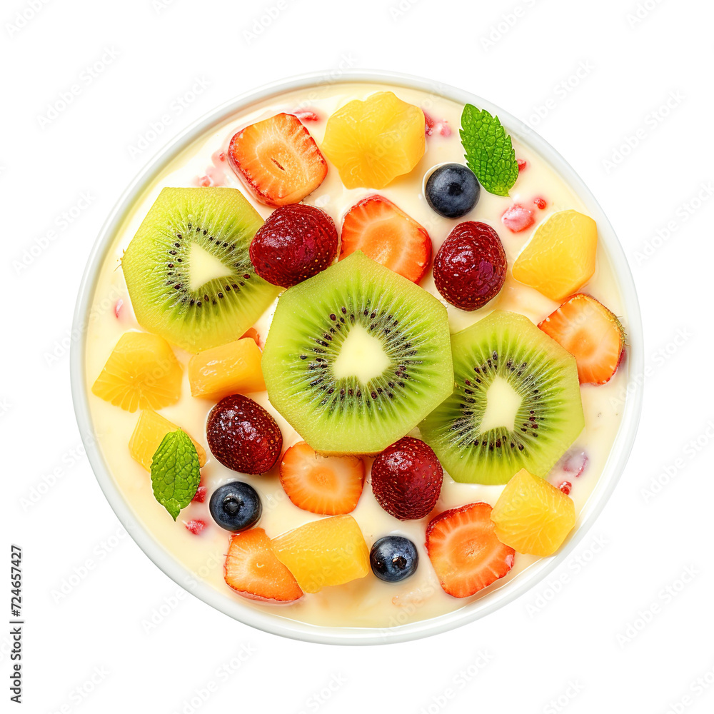 fruits pudding in a bowl isolated on transparent background Remove png, Clipping Path, pen tool