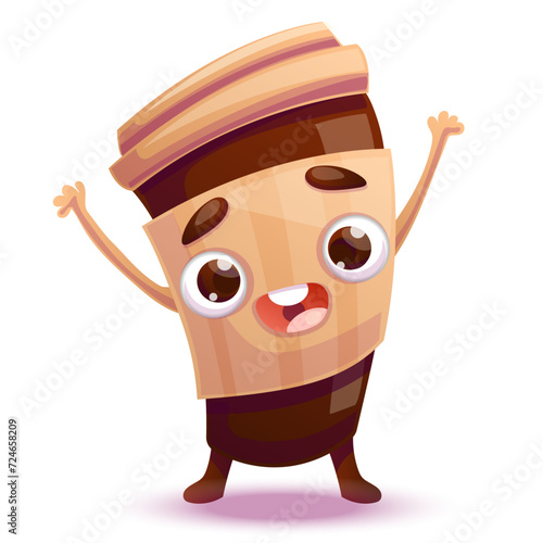 Coffee cup cartoon character