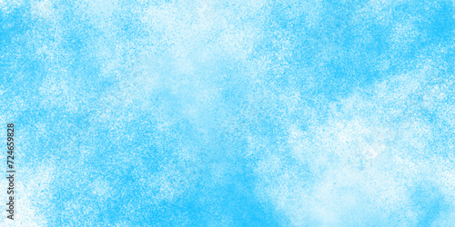 Hand painted blue sky and clouds. Watercolor Shades The white cloud and blue Sky small clouds. Bright and shinny natural sky clouds with brush painted blue watercolor texture. Winter morning fresh.