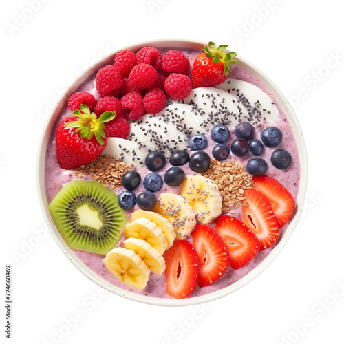 fruity chia seed smoothie in a bowl isolated on transparent background Remove png  Clipping Path  pen tool