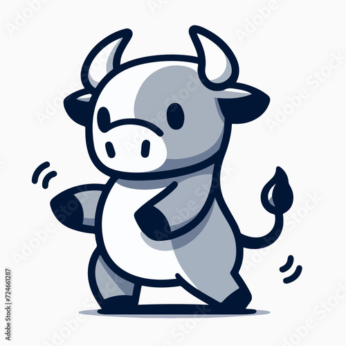 cute little baby cow dancing cartoon character mascot