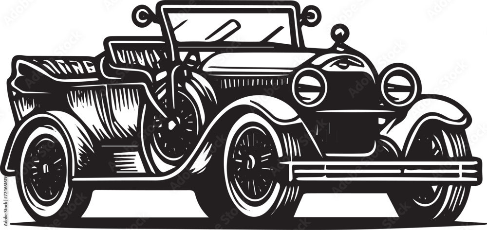 Set of Vintage Retro Cars. Vector silhouettes isolated on white.